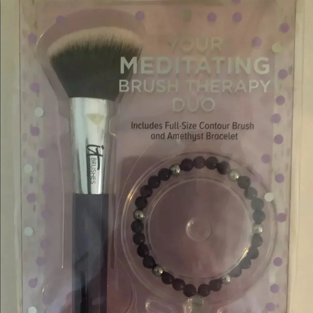 IT BRUSHES Cosmetics Gem Brush Therapy Duo Collection Amethyst Meditating NIB